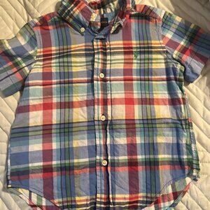 Polo Ralph Lauren Boys 2T Plaid Button Up Spring Short Sleeve Easter